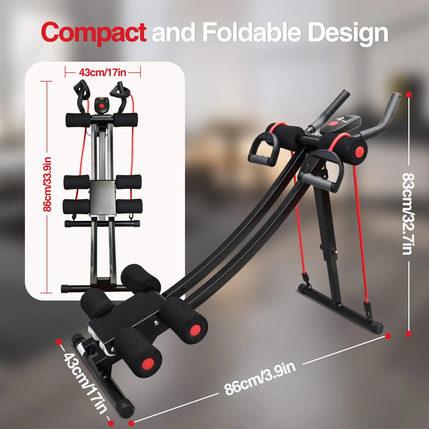 Foldable Abdominal Trainer Machine For Home Fitness With Resistance Bands
