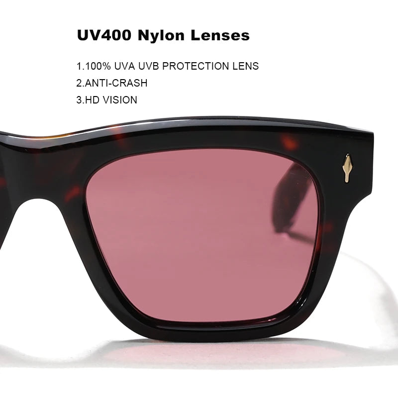 Fashion Top Design Handmade Square Acetate Sunglasses Men Women Classic Sunglasses Outdoor UV400 Protection Eyewear Custom Logo
