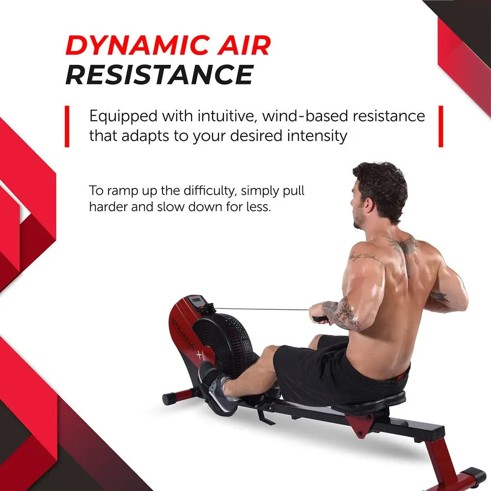 ATS Air Rower Machine with Smart Workout App Foldable Rowing Machine with Dynamic Air Resistance for Home Gym Fitness Up to 250