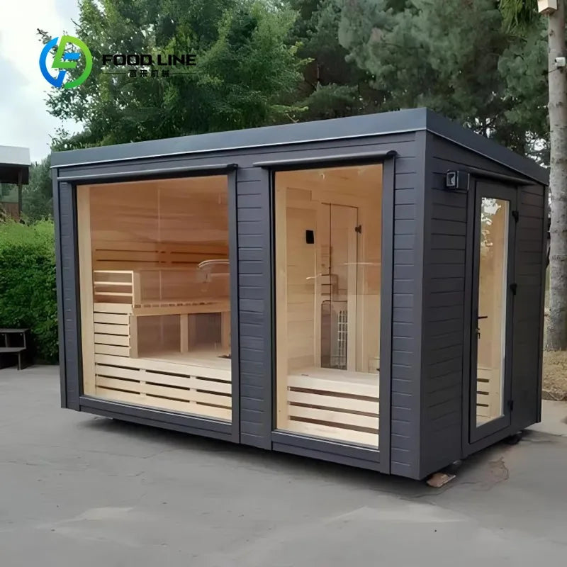 Customizable Large 10 Person Commercial Sauna Hemlock Wood Steam Sauna Room with Dual Heaters for Gym and Resort