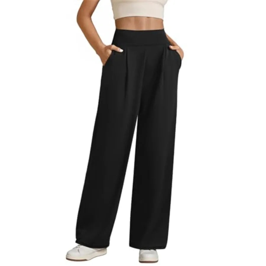 JEKAOYI Womens Wide Leg Yoga Pants High Waist Loose Stretch Casual Lounge Workout Gym Trousers with Pockets