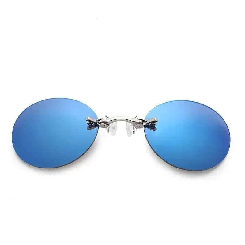 1-2PCS Clip On Nose Glasses Round Rimless Matrix Morpheus Sunglasses Mini Frameless Vintage Men Eyeglasses UV400