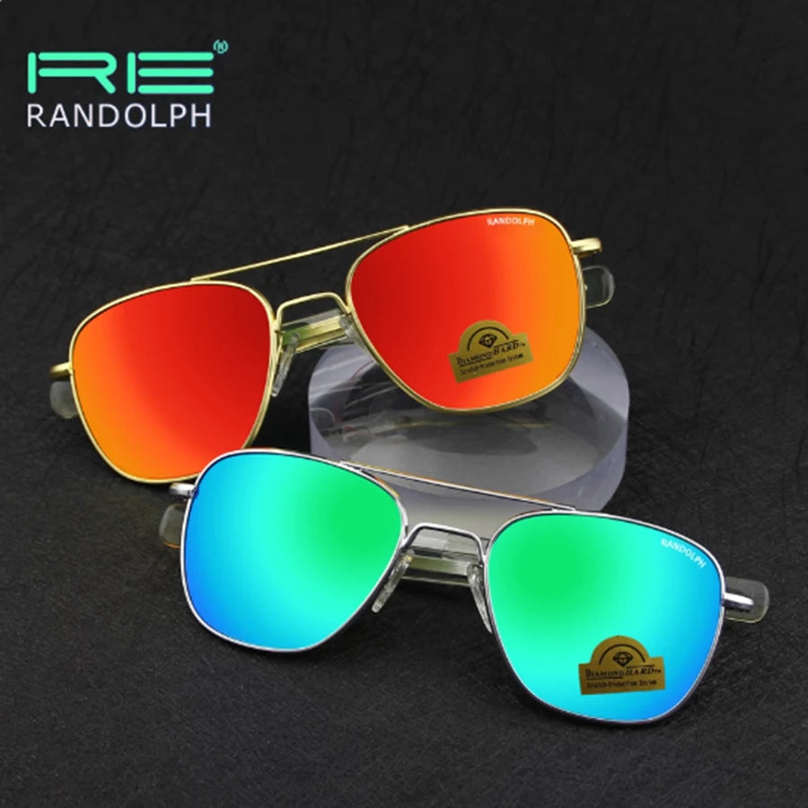RE Pilot Sunglasses Men UV400 Top Quality American Army Military Mirror AGX Tempered Glass Lens Sun Glasses
