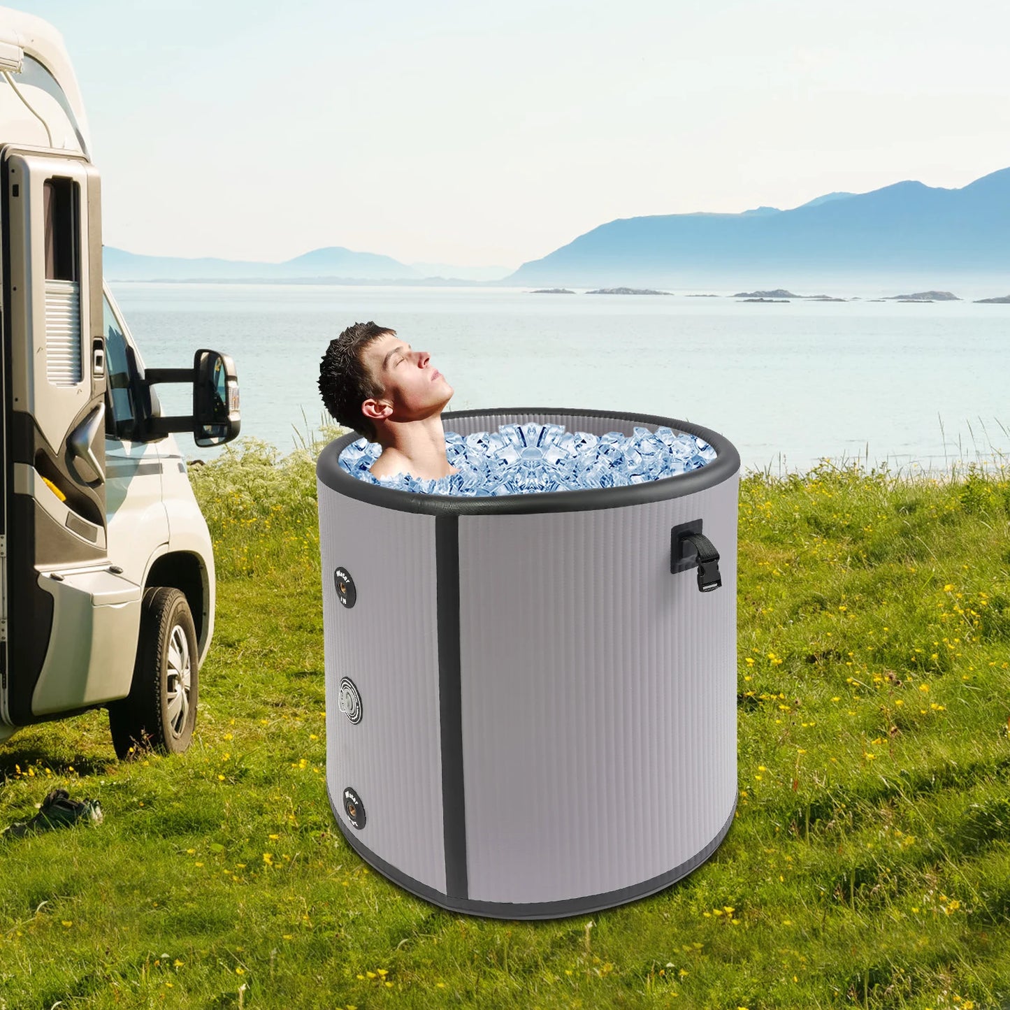 100Gal 380L Inflatable Ice Bathtub Portable Cold Plunge Tub with 3 Layer Insulation Cover and Pump for Athletes Fitness Recovery Home Spa Relaxation Indoor Outdoor Use