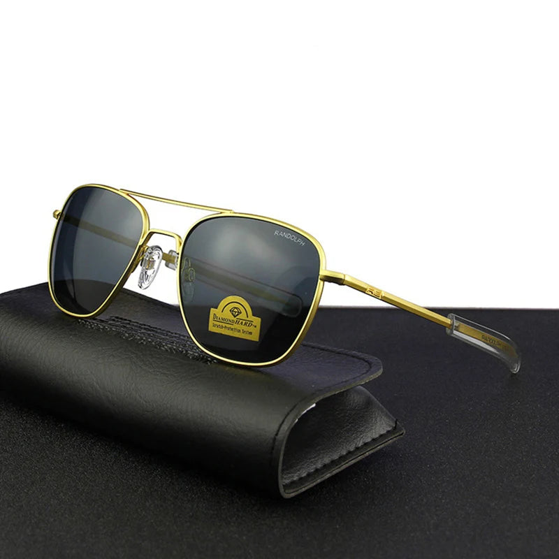 RE Pilot Sunglasses Men UV400 Top Quality American Army Military Mirror AGX Tempered Glass Lens Sun Glasses