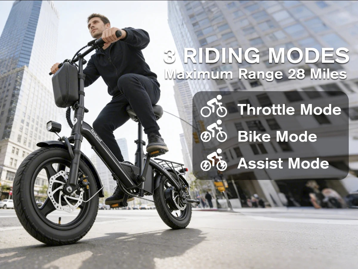 Folding Electric Bike 400W for Adults, Bodywel T16pro 36V 10Ah Long Range 30 Miles Commuter E-Bicycle, Compact Foldable ebike Dual Disc Brakes for Teens US stock