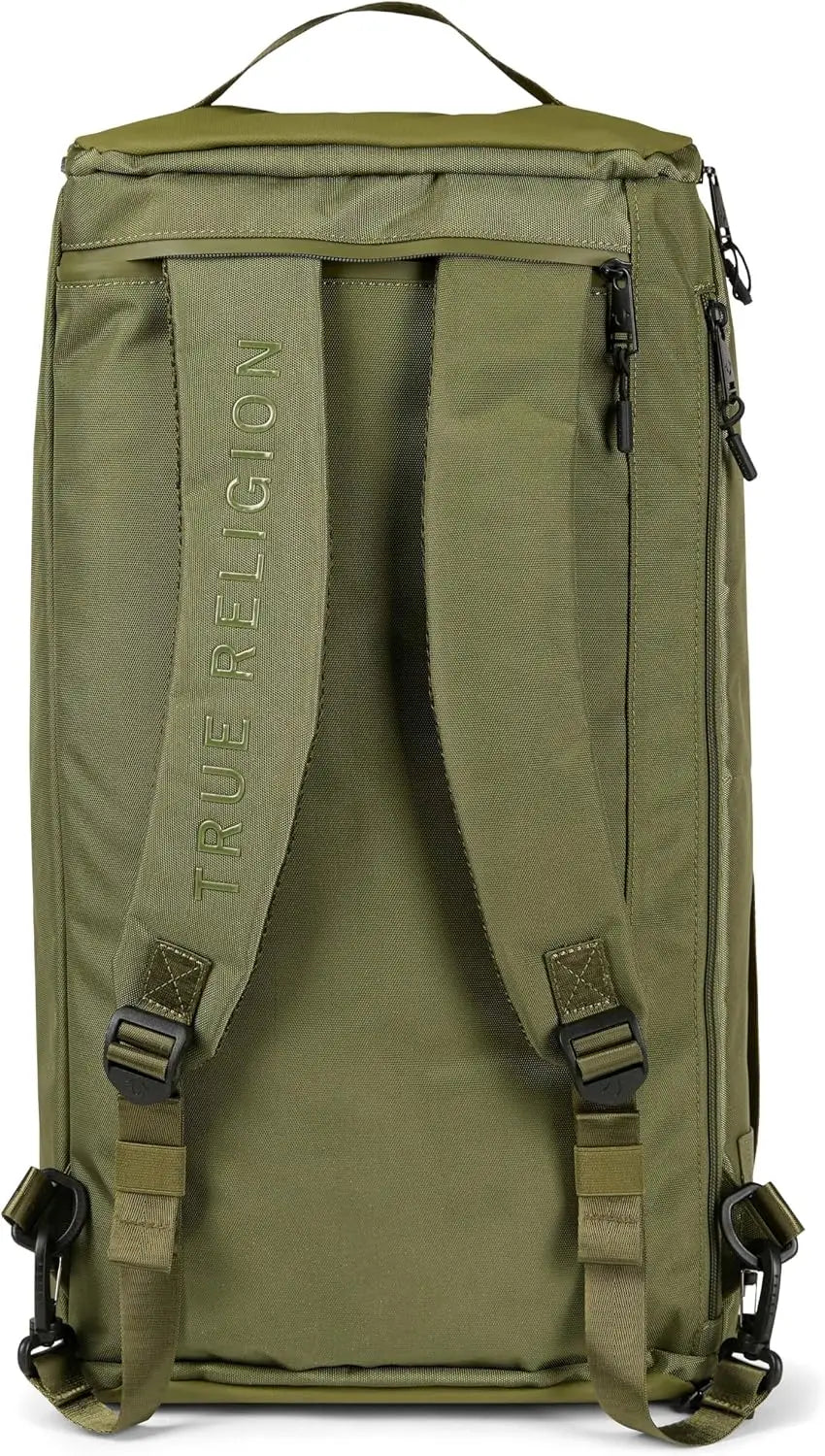 True Religion Duffle Backpack for Travel, Convertible Duffel Gym Bag | Shoe Compartment, 16" Laptop Sleeve Storage , Convertible duffle-to-backpack, Duffle Bag for Men, adjustable shoulder strap.
