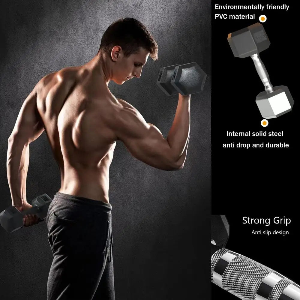 YTYIN Hex Dumbbell Set With Rack Rubber Encased Free Weights
