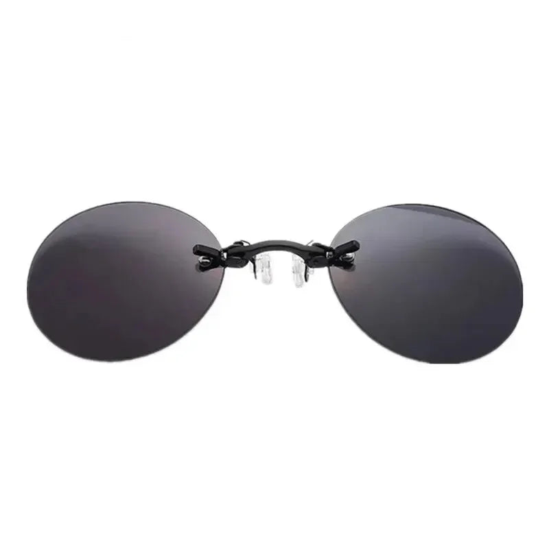 1-2PCS Clip On Nose Glasses Round Rimless Matrix Morpheus Sunglasses Mini Frameless Vintage Men Eyeglasses UV400