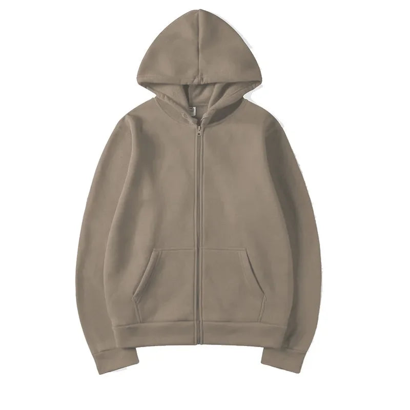 Zipper Hoodies Autumn Winter Men's New Long Sleeve Hooded Sweatshirt Fashion Casual Male Outfit Sportwear Loose Fit Clothes