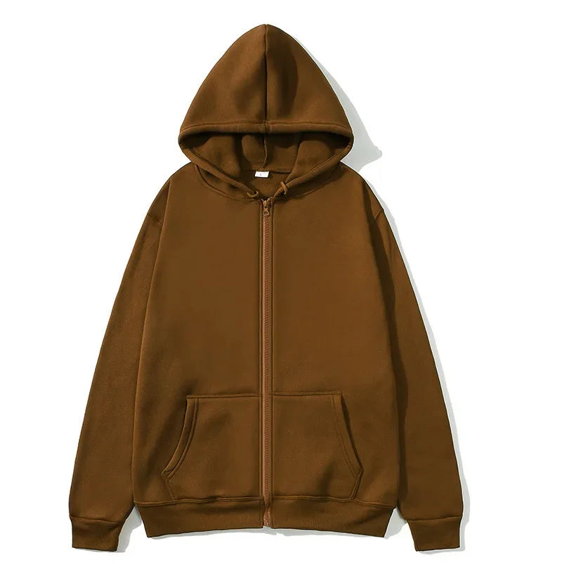 Zipper Hoodies Autumn Winter Men's New Long Sleeve Hooded Sweatshirt Fashion Casual Male Outfit Sportwear Loose Fit Clothes