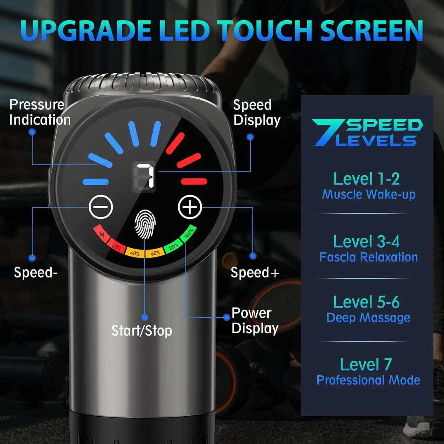 Massage Gun, Deep Tissue Back Massage for Athletes for Pain Relief, Percussion Massager with 10 Massages Heads & Silent Brushless Motor, Fathers Day Dad Gifts, Grey