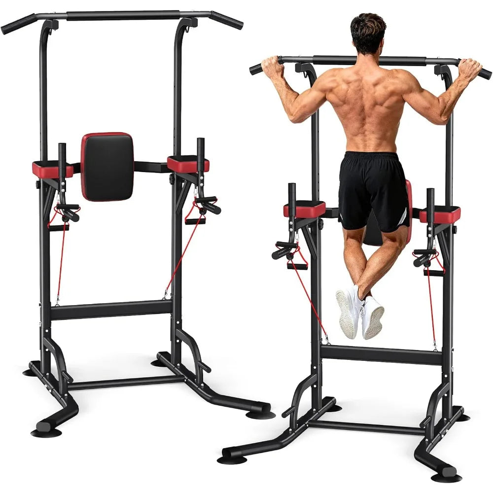 Dskeuzeew Power Tower Pull Up Bar Station, 450LBS Stable Power Tower Training Heavy-Duty Fitness Equipment for Home Gym