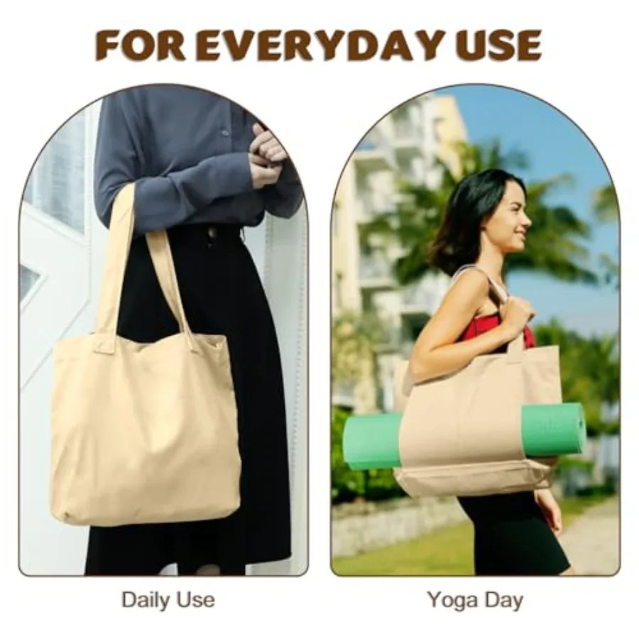 Yoga Mat Carrier, Gym Bag With Yoga Mat Holder, Women Canvas Tote With Shoulder Strap For Pilates, Travel, Office, Sports, Work