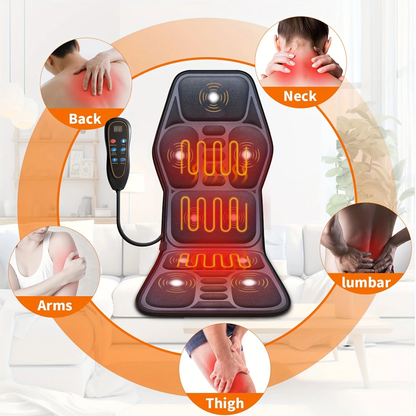 Ekmoey  Massage Seat Cushion For Couch, Chair, Massager Mat With Heat, Lumbar Traction & Relax, 9 Vibration Motors & Triple Back Heating Pad, Full Body Massager For Back Waist Hip Leg, Massager Gift For Mom/Dad/Women/Men, Chr