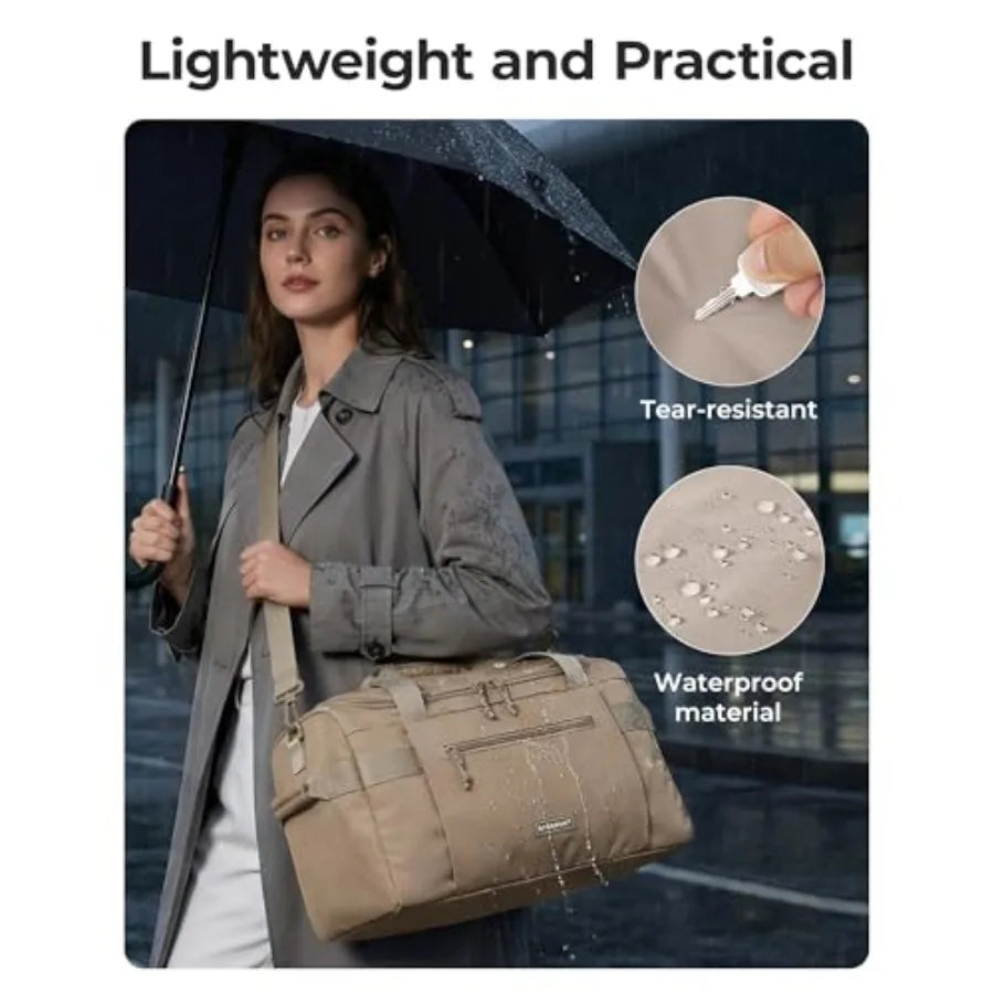 Travel Duffel Bags with Dividers, 32L Gym Duffle Bag with Laptop Compartment, Carry On Weekender Overnight Bag, Shoe Bag, PVC W