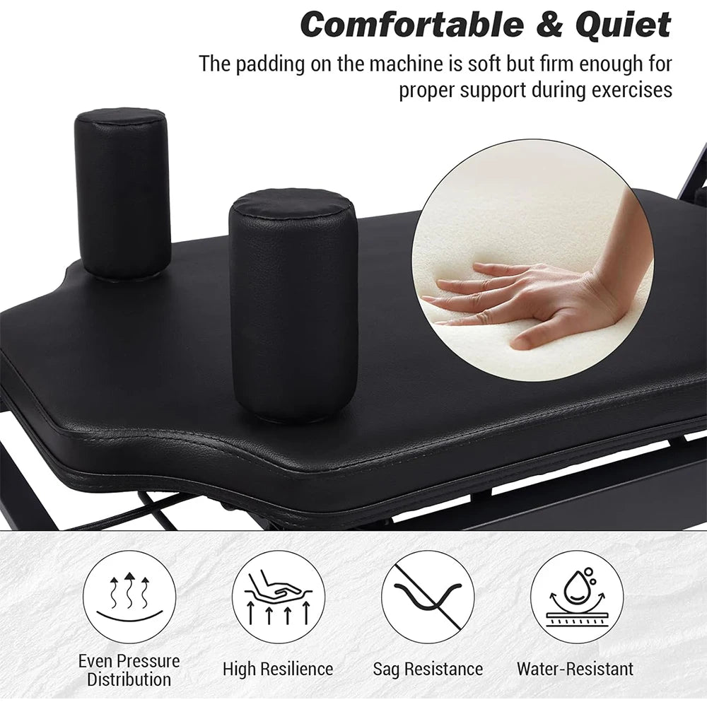 HiMISS Foldable Reformer Pilates Machine With Adjustable Heights Springs