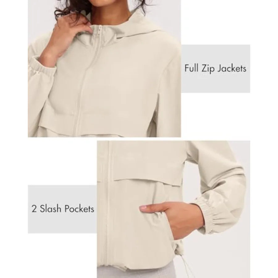Locachy Women's Lightweight Athletic Workout Hoodie Long Sleeve Full Zip Gym Running Outdoor Jacket