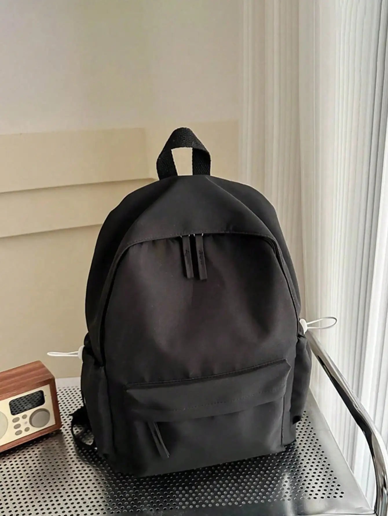 Fashion Casual Solid Color Student Backpack Foldable Multi Compartment Large Capacity Backpack Suitable for Daily Campus Life