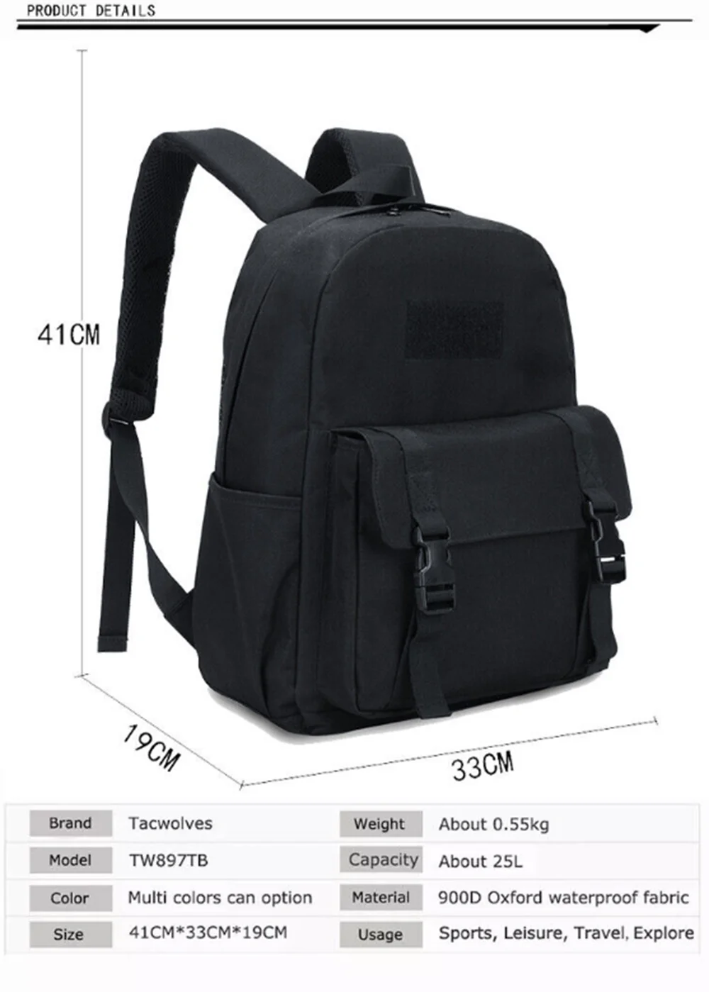 Tactical Backpack for Men Hiking Day Pack Molle Military Rucksack 19L EDC Bag Outdoor Sports Pack Knapsack for men women