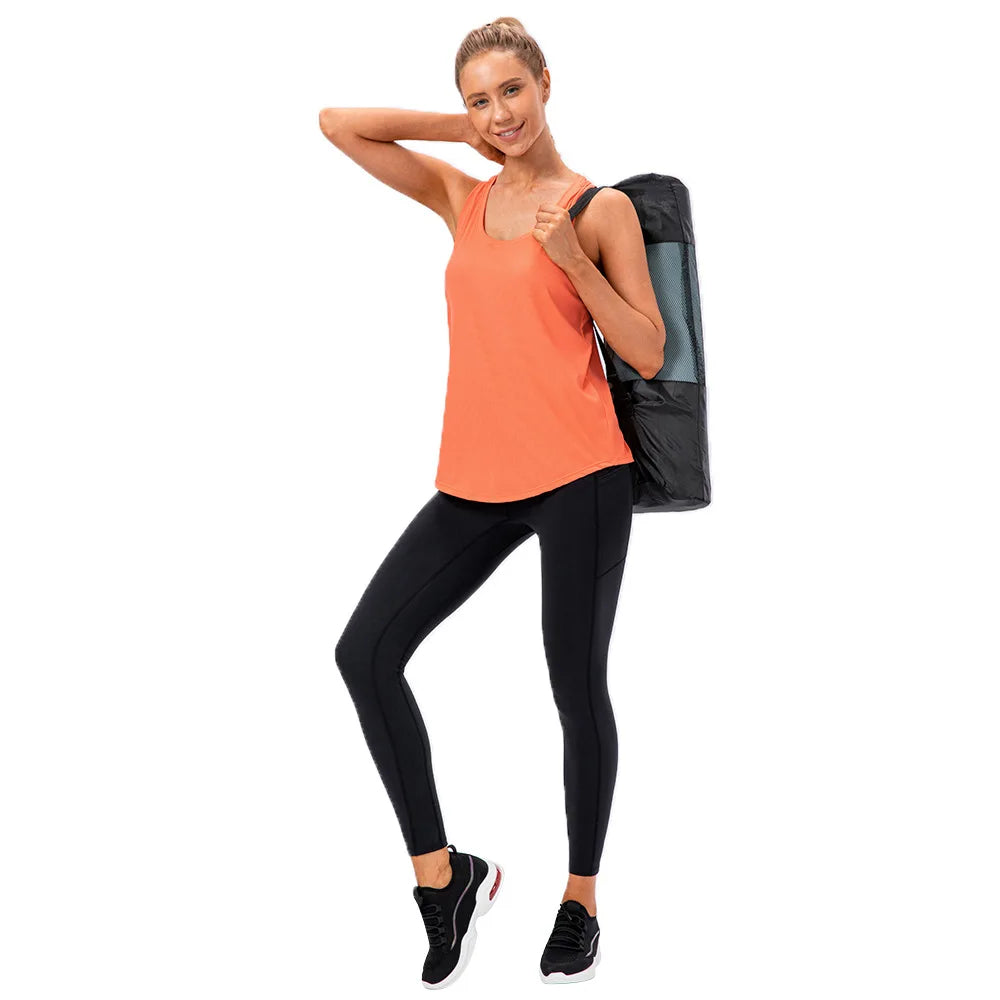 Sport Yoga Tank Top Loose Fit Women Quick Dry Breathable Fitness Workout Athletic Shirt
