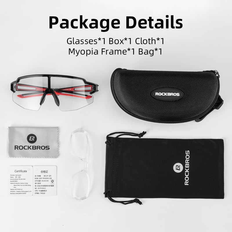 ROCKBROS Cycling Glasses Photochromic Bike Bicycle Glasses UV400 Sunglasses Sports Protection Eyewear MTB Road Cycling Goggles