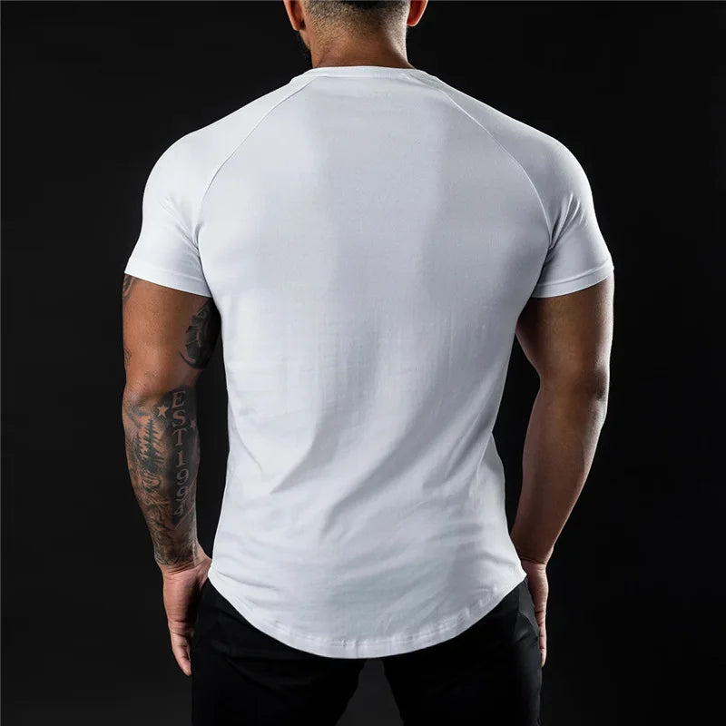 Plain Gym T Shirt For Men Summer Fitness Cotton Tee
