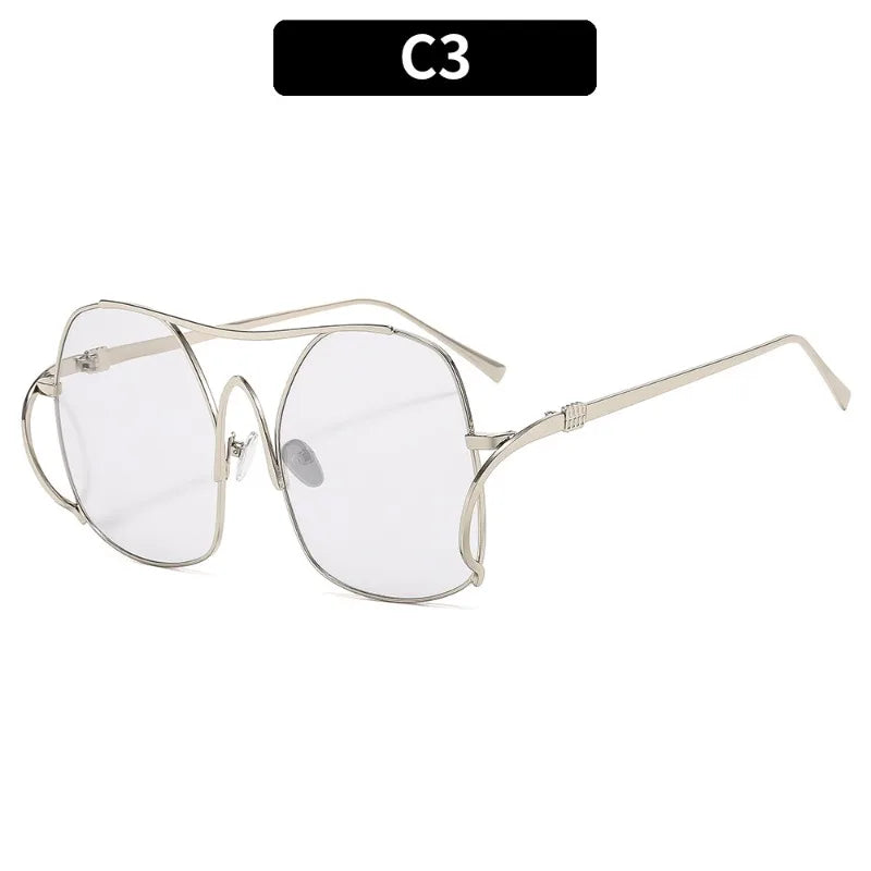 Fashion Polygon Oversized Sunglasses Women Luxury Brand Metal Sun Glasses Personality Outdoor Retro Eyeglassess Uv400 Men