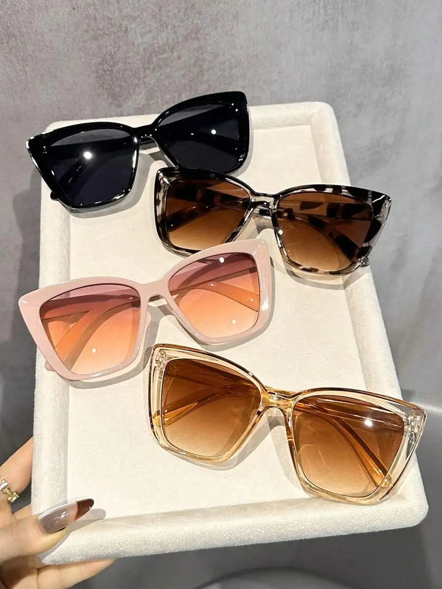 4-Pack Women's Cat Eye Full Frame Sunglasses in Black, Tortoise, Pink & Clear