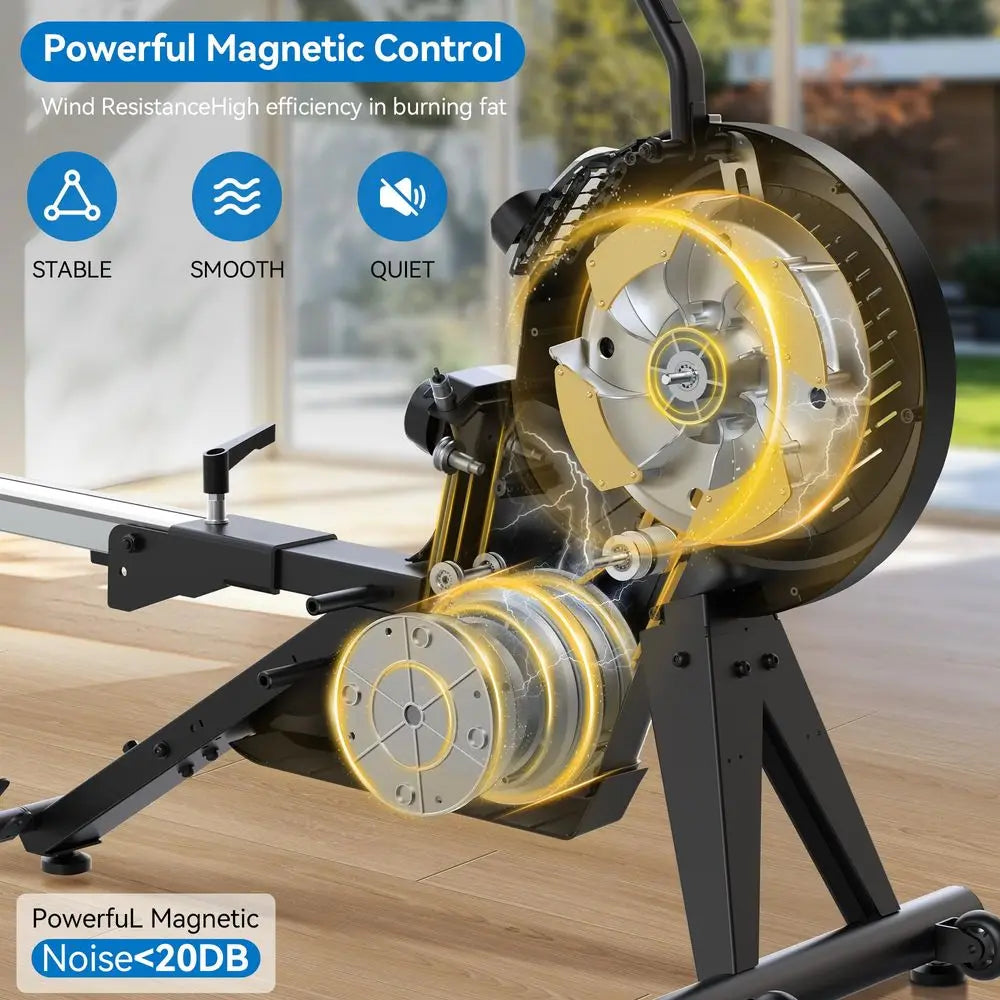 Rowing Machines for Home, Dual Wind amp Magnetic Resistance, Foldable Row Machine 400 LB Weight Capacity, 14 Levels Resistance