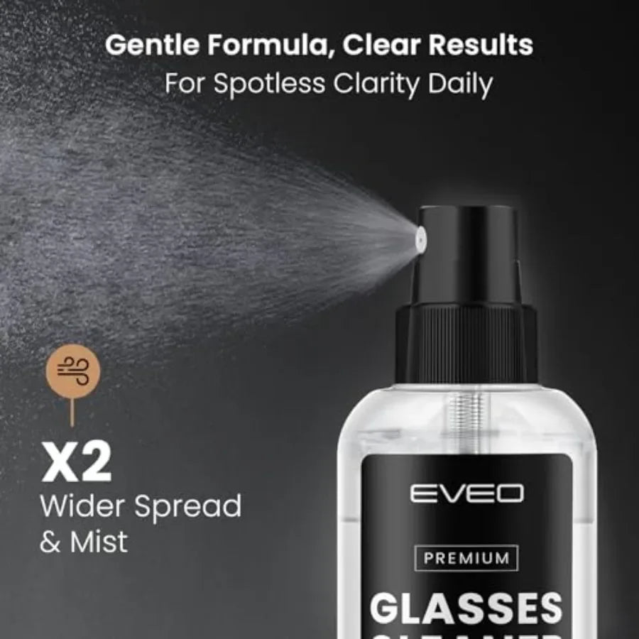 Glasses Cleaner Spray - Eyeglass Cleaner No Streaks x2 Eye Glass Cleaners Spray + x2 Lens Cleaner Microfiber Cleaning Cloth, Gl