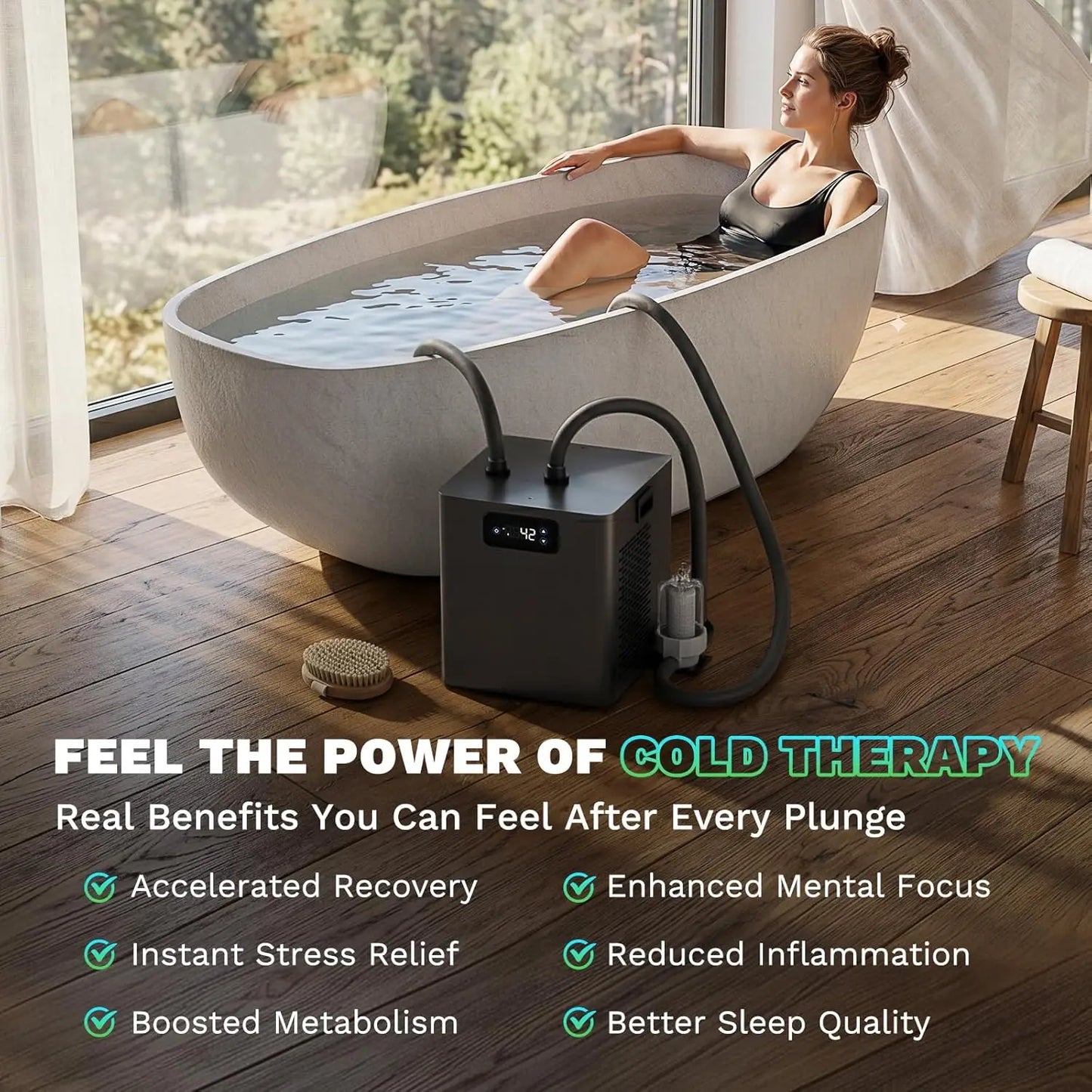 Ice Bath Water Chiller for Cold Plunge Tubs 1 3 HP Upgraded Water Chiller with Pump External Filter and Submersible Pump