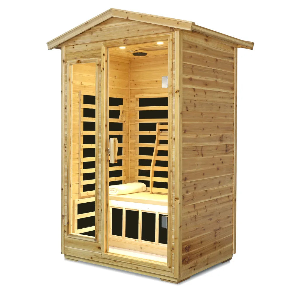 Two person Far infrared old fir outdoor sauna room