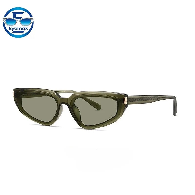 Y2K Cat Eye Sunglasses Women Trendy Olive Green Shades UV400 Protection Retro Narrow Small Frame Sun Glasses Fashion Streetwear