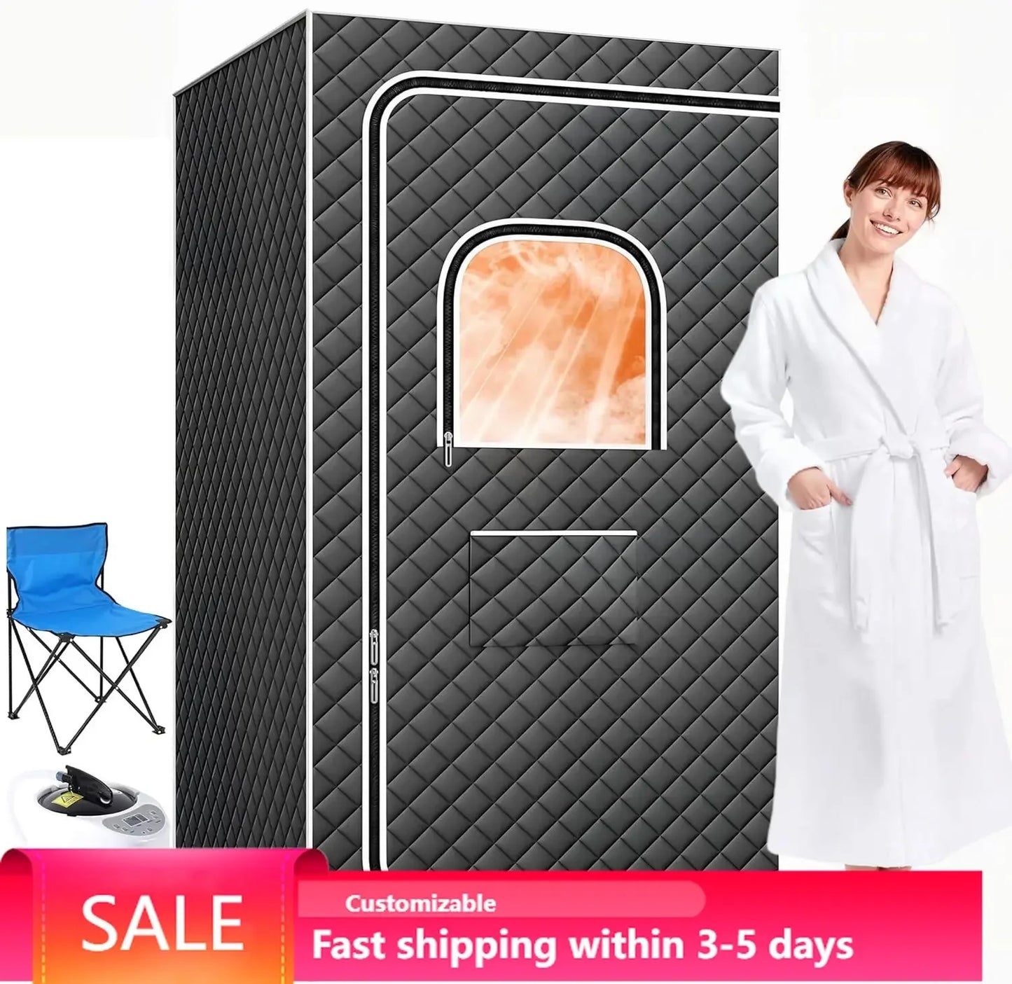 Portable Sauna Box for Home, Personal Sauna Tent for Relaxation, Indoor Steam Sauna Room with 3L/1200W Steamer