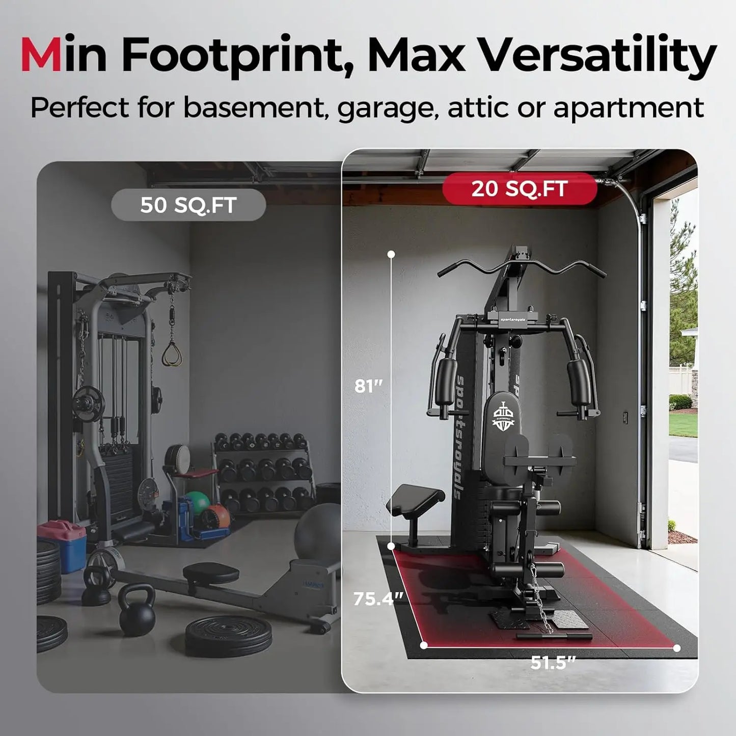 FED Fitness Full Body Home Gym With Pulley System And 150 Lb Weight Stack