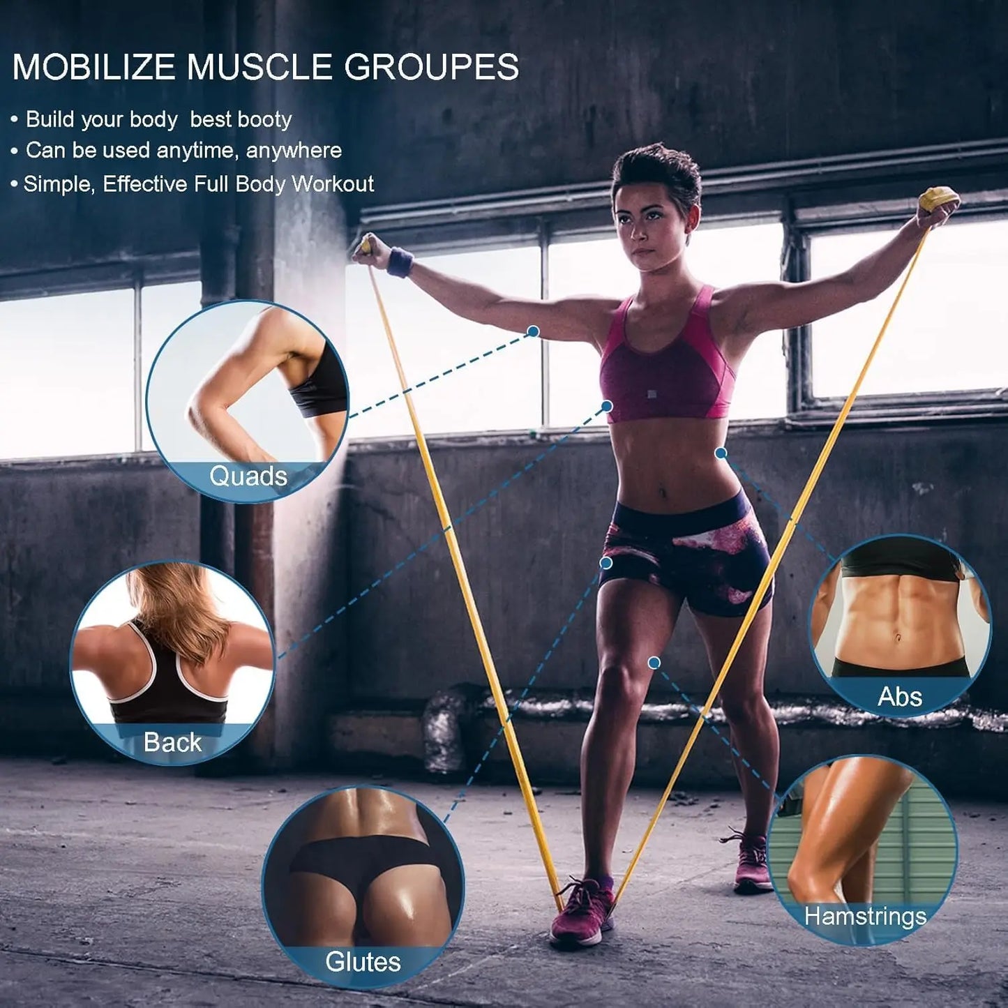 5 Pcs Professional Resistance Bands. Latex-Free, Pilates Band, Work Out Bands, Stretch Bands for Working Out Women or Men, Exerc