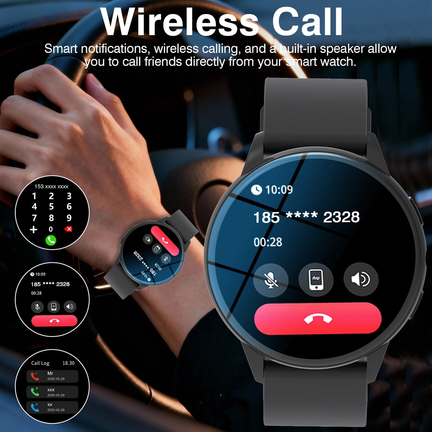 2026 New Smart Watch Men 1.52" HD IPS Screen Bluetooth Call Fitness Tracker Heart Rate Monitor Sports Smartwatch Gift