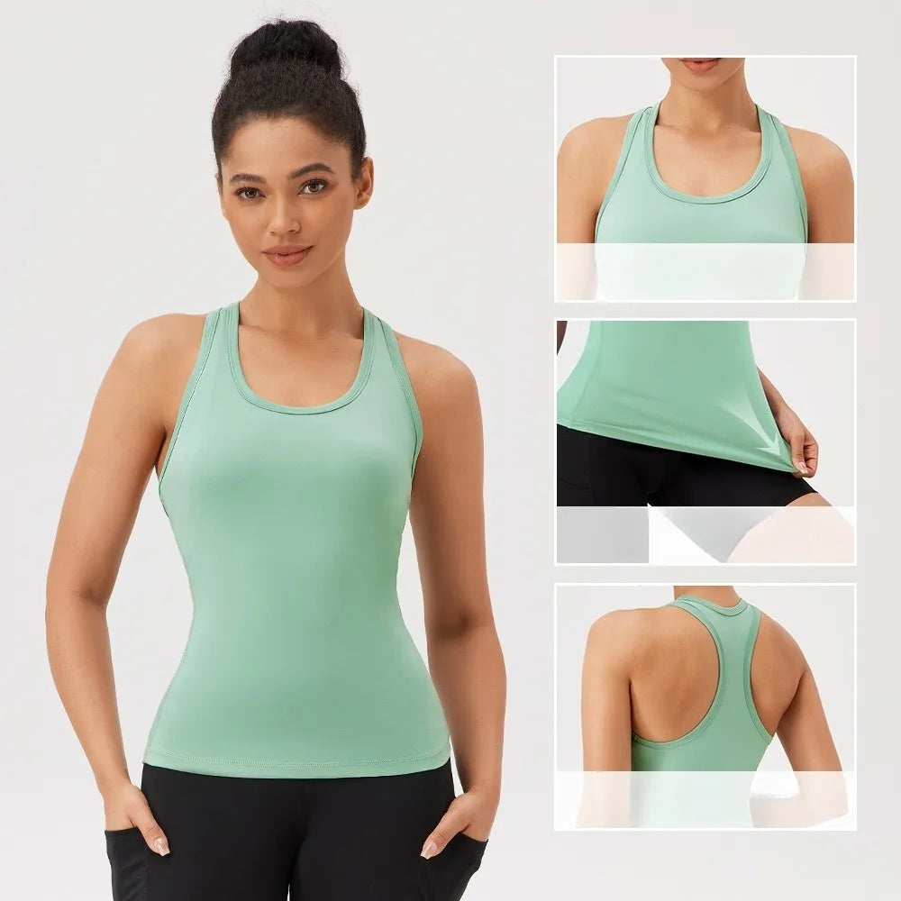 Racerback Women Tank Top Sweat Wicking Quick Dry Breathable Gym Workout