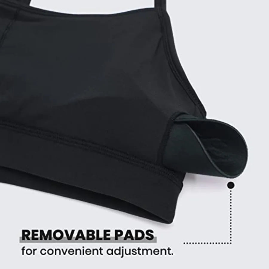 Women Y Back Sports Bra Padded Racerback Workout Top