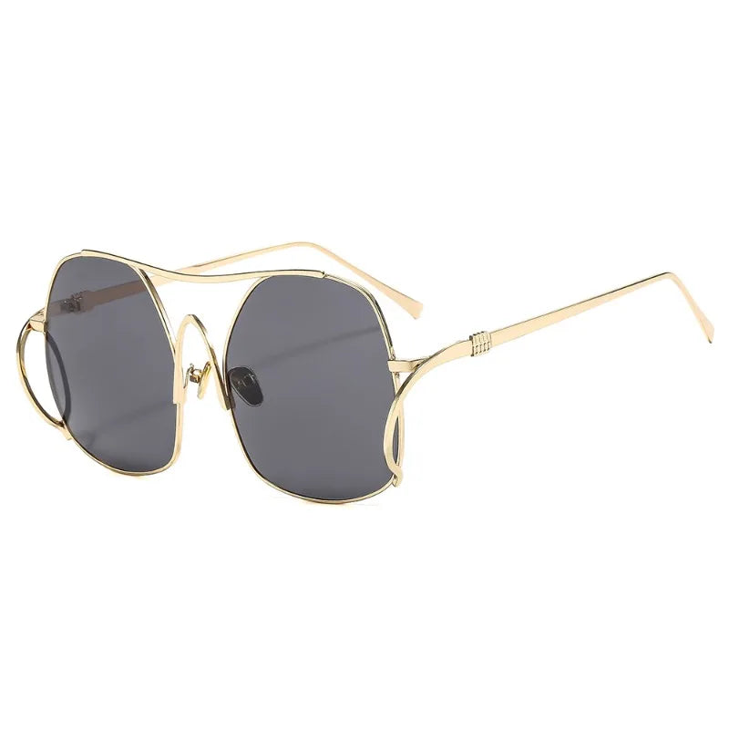 Fashion Polygon Oversized Sunglasses Women Luxury Brand Metal Sun Glasses Personality Outdoor Retro Eyeglassess Uv400 Men