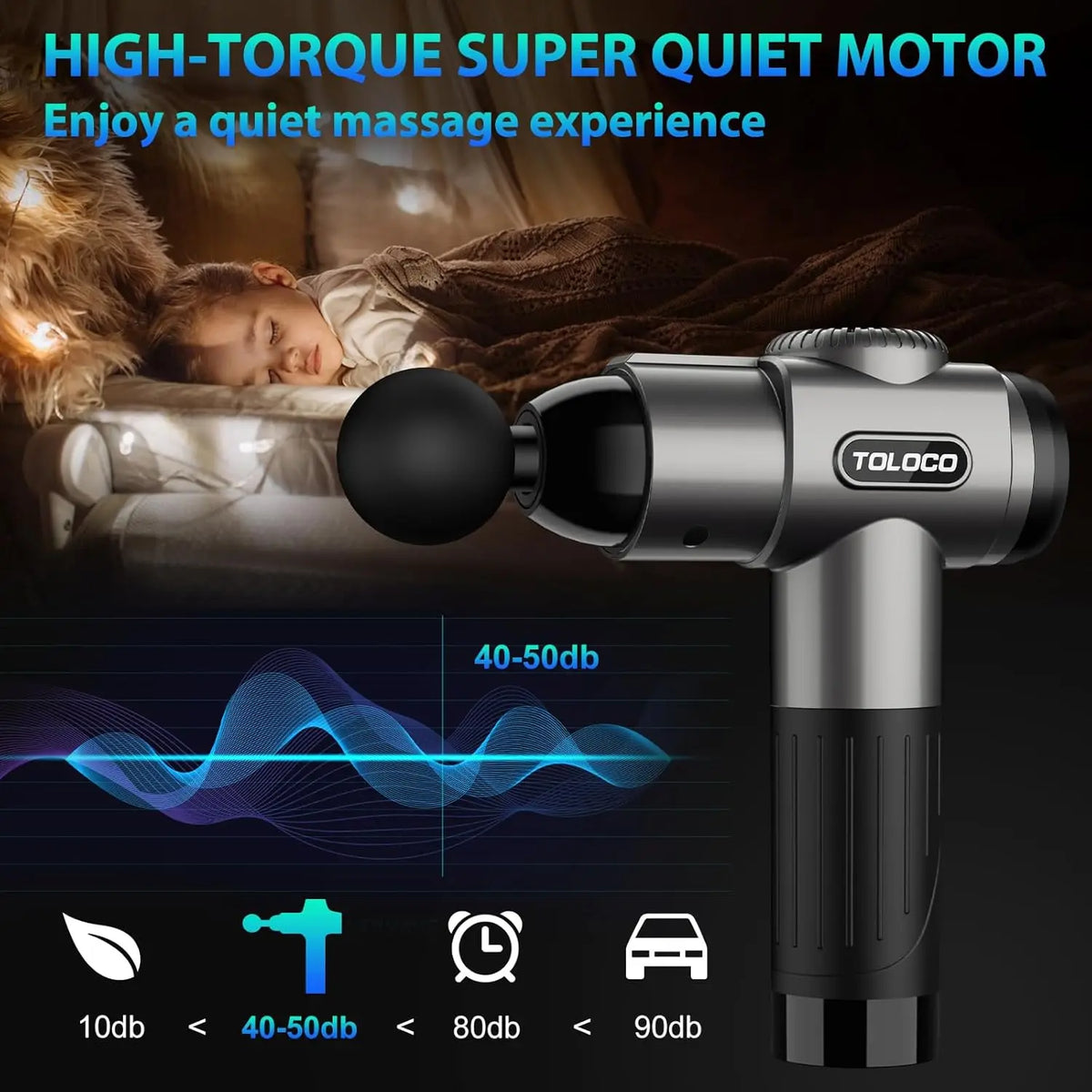 Massage Gun, Deep Tissue Back Massage for Athletes for Pain Relief, Percussion Massager with 10 Massages Heads & Silent Brushless Motor, Fathers Day Dad Gifts, Grey