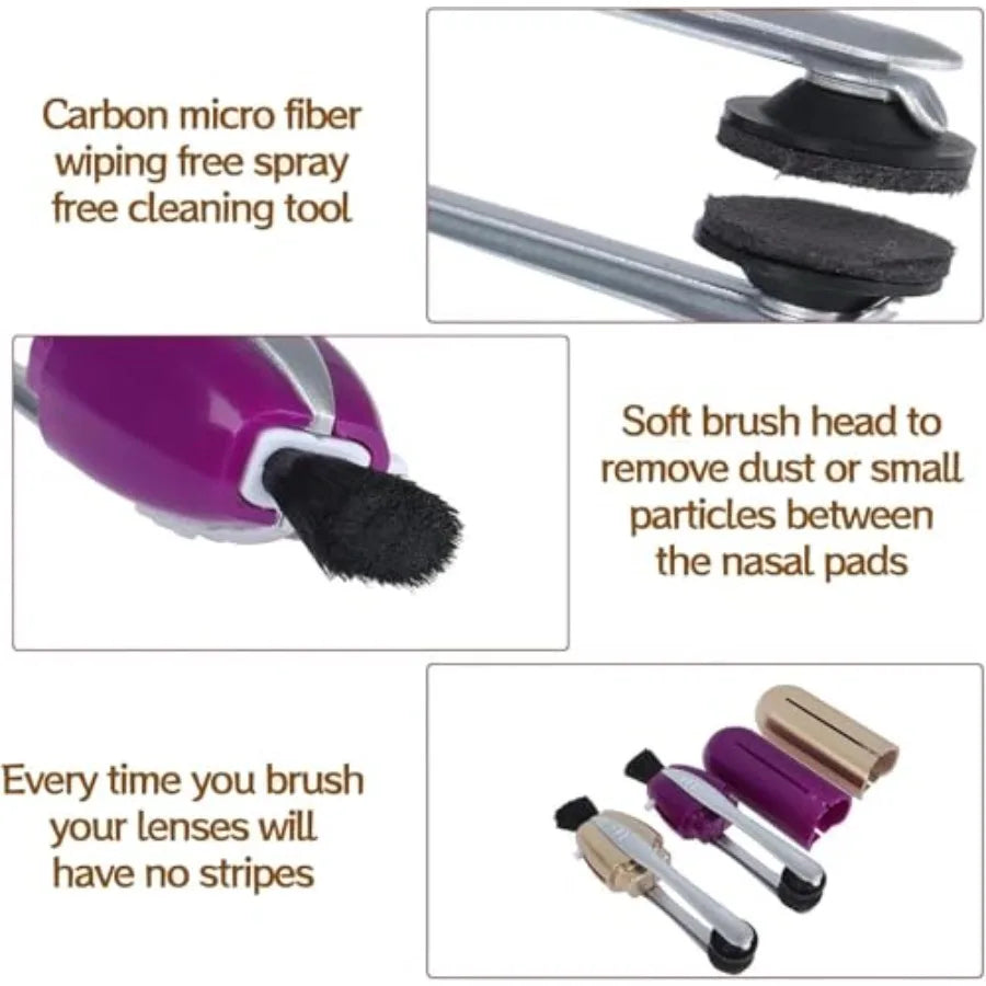 3Pcs Eyeglass Cleaning, Portable Glasses Cleanert, Lens Cleaner with Microfiber Tech Portable Glasses Cleaner Tool, Easily to C