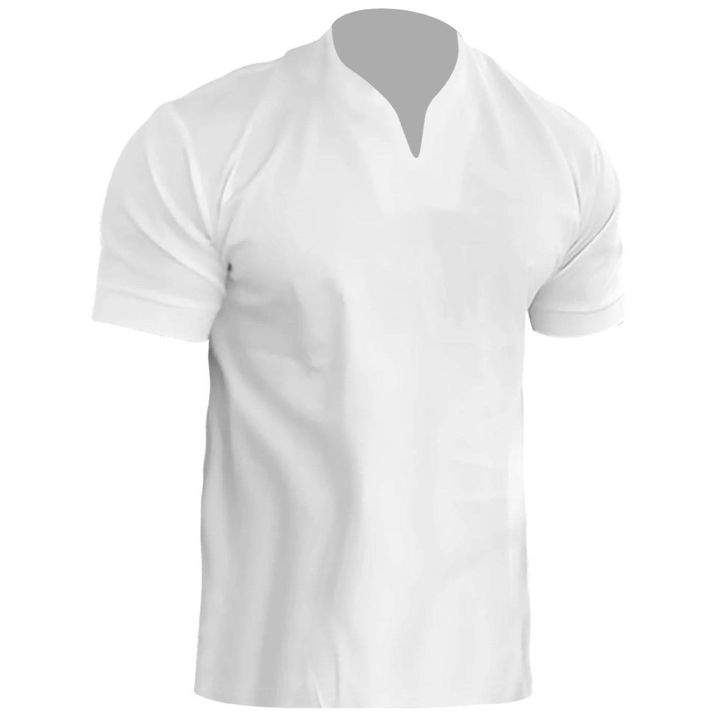Men's Breathable Polyester V-Neck Tee for Fitness and Outdoor