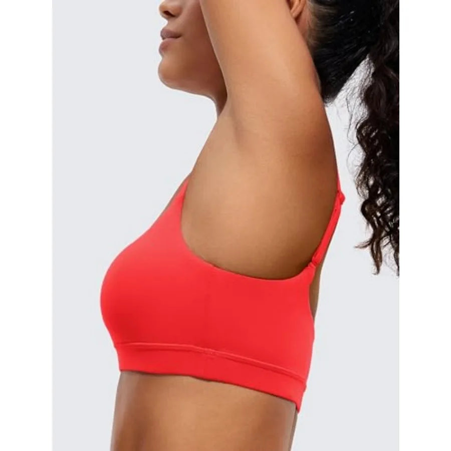 CRZ YOGA Butterluxe Adjustable Spaghetti Strap Wireless Sports Bra Women