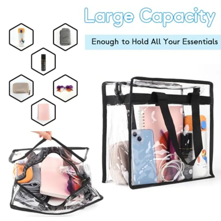 Clear Bag for Stadium Events Approved, 12x6x12 Large Transparent Tote, Clear Bag for Gym Concert Sports
