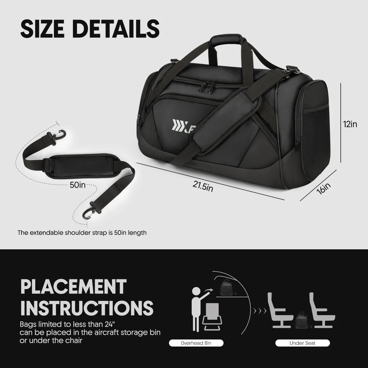 Travel Duffle Bag with Shoe Compartment 75L Large Capacity Overnight Bag for Gym Sport Travel Tote Bag for Men Women
