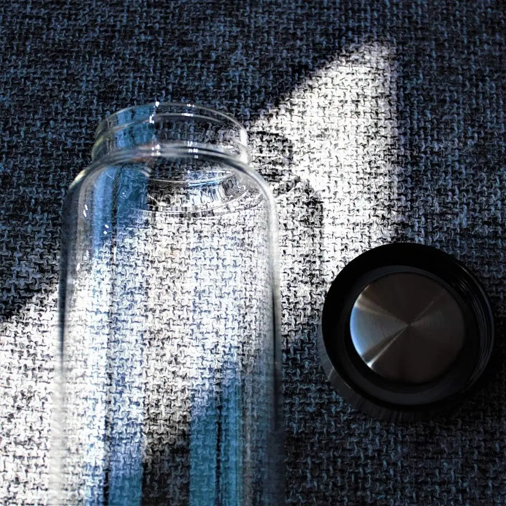 Glass Water Bottle 32 oz with Neoprene Sleeve Leak Proof Lid Reusable for Home Office