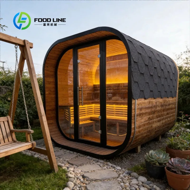 Customizable 4 Person Sauna with Bluetooth Speaker Hemlock Wood Traditional Steam Sauna Room with Audio System for Spa