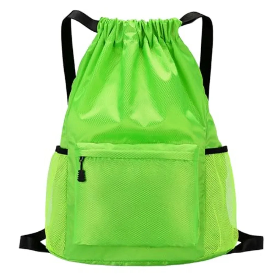 Tygelluis Drawstring Backpack, Waterproof Gym Bag with Water Bottle Pocket for Women Men, Pull String Sport Bag for Swim, Socce